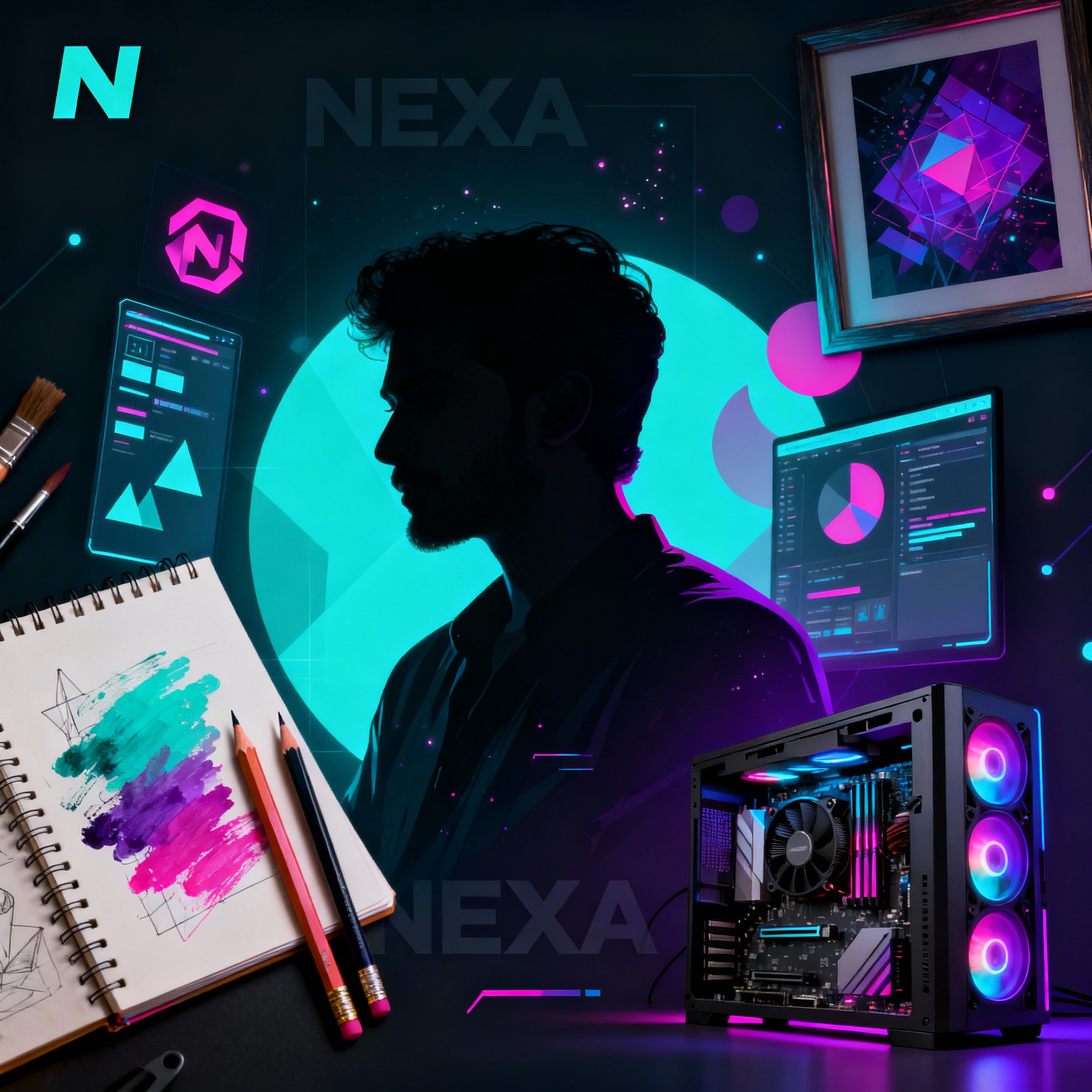 Alanove working on creative projects